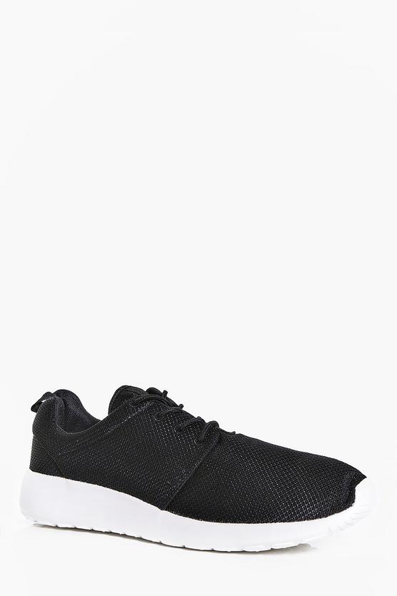 Black Lace Up Running Trainers